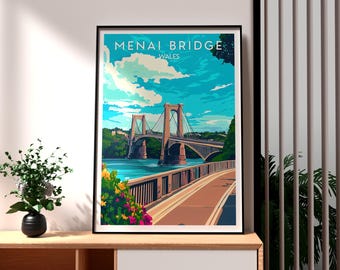 Menai Bridge Wales Art Print: Travel Poster