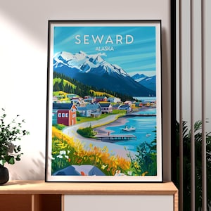 Seward Poster - Alaska Wall Art - Seward Alaska Print - Seward Wall Art - Alaska Poster - Alaska Mountains Print - Alaska Glacier Art