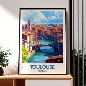 Póster de Toulouse - Arte mural de Francia - Póster de Toulouse - Impresión de viaje a Francia - Impresión de viaje a Francia - Arte mural de Toulouse - Póster de La Ville Rose