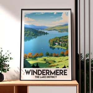 Der Lake Distrikt Wandkunst - Windermere Poster - Reise Wandkunst - UK Landschaft Poster - UK Wanderposter - Windermere