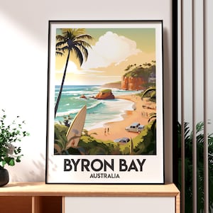 Impresión de Byron Bay - Arte mural de Australia - Póster de Byron Bay - Arte mural de viajes - Póster de playa de Australia - Póster de surf en Australia - Australia