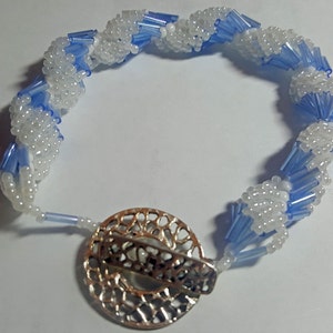 Blue and White Spiral Bracelet