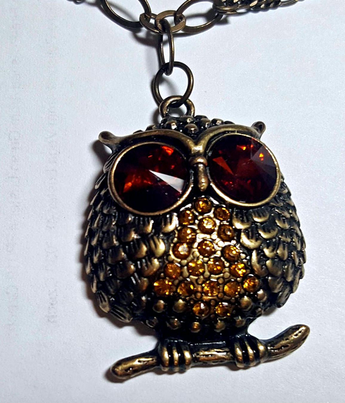 Antique Bronze Owl Necklace