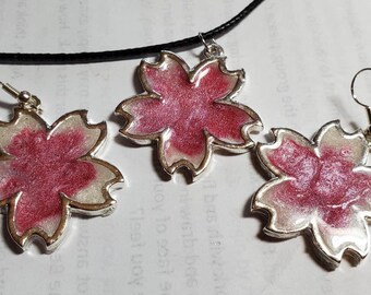 Cherry Blossom Earrings and Pendant