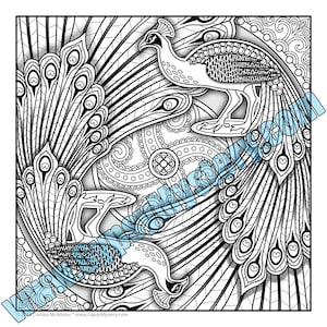 Single Coloring Page - Prancing Peacocks Mandala Design - Download, Print & Color!