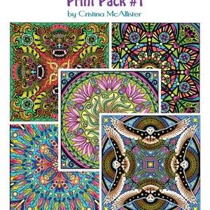 Mandala Carnival Print Pack #1, 12 Coloring Pages, Adult Coloring Book, Digital Coloring Pages, Printable Coloring Pages
