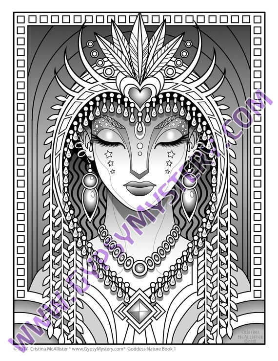 Goddess Nature Book 1 Digital Download 21 Mystical Coloring Etsy Singapore