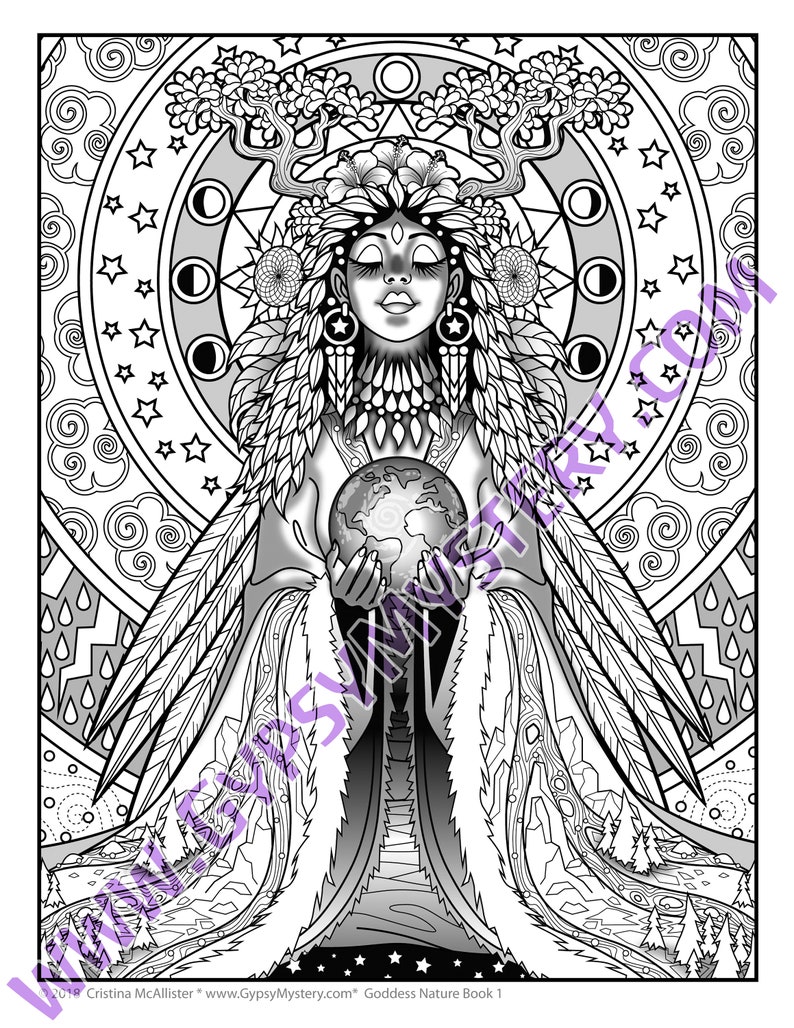 Goddess Nature Book 1 Digital Download 21 Mystical Coloring | Etsy