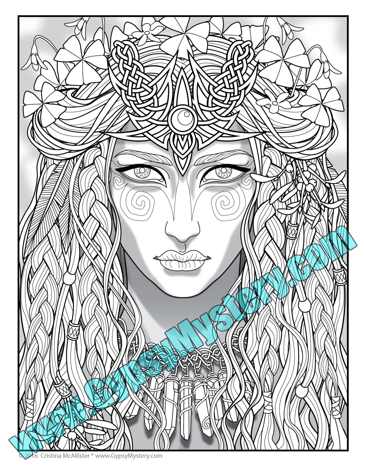 Single Coloring Page Druid Priestess From the Magical Beauties ...