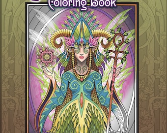 Mystical Beings Book 1 Digital Edition, 22 Coloring Pages +  Coloring Tips and Grayscale Test Sheet