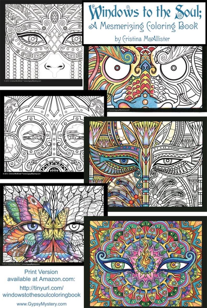 Windows to the Soul Coloring Book Digital Download Edition, Adult