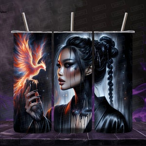 Digitaal - Phoenix Witch Tumbler Wrap, Phoenix png, Dark Fantasy Tumbler Wrap, Gothic Sublimatie cadeau creatie ontwerp - instant download