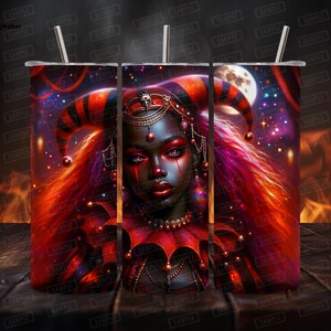 Digital - Dark Fantasy Harlequin Tumbler Wrap, 20oz Skinny Tumbler Wrap, Gothic Sublimation gift creation design - instant download