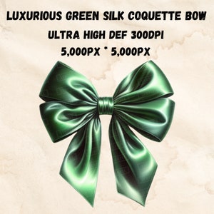 Green Silk Coquette Bow Clipart: Sublimation Design (Digital Download)