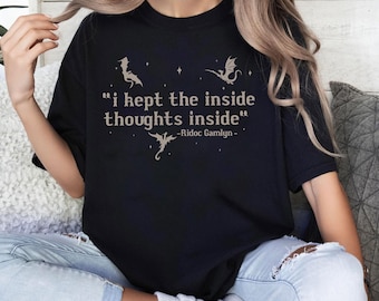 I Kept The Inside Thoughts Inside Comfort Colors Shirt, Fourth Wing Book Merch, Ridoc Onyx Storm Shirt, Dragon Rider, Romantasy Shirt