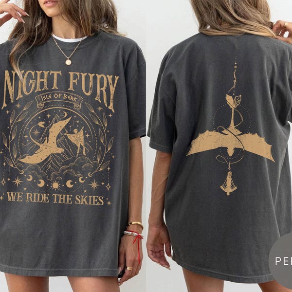 Night Fury Dragon Two-Sided Shirt , How To Train Dragon Gift, Gift For Dragon Lovers,Comfort Colors Shirt