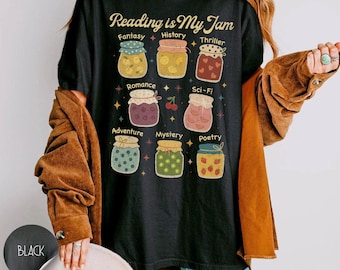 Reading is My Jam  Shirt, Book Lover Tee, Bookworm Apparel, Fantasy Reader Shirt, Fun Bookish Gift, Funny Book Club TShirt
