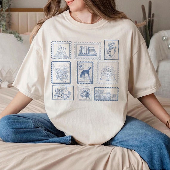 Book Lover Postage Stamp Tshirt,  Bookish Stamp Shirt, Reading Lover Gifts, Good Day To Read, Booktrovert Summer Librarian