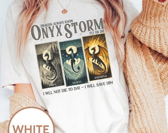 Onyx Storm Dragon Rider T-Shirt | Fourth Wing Fan Tee | Fantasy Book Lover Gift | Tairn & Andarna Shirt