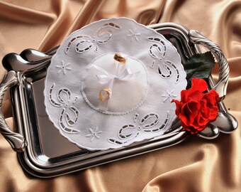 EXCEART Cuscino Portafedi Nuziali A Forma Di Cuore Con Strass E Nastro Rosa - Scatola Anelli Matrimonio In Schiuma Leggera - Per Cerimonie E Anniversari