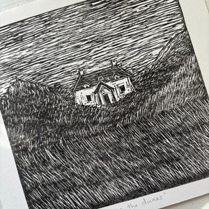 Scottish Croft lino print, an original limited edition linocut print
