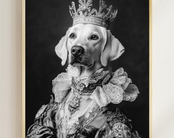 Aristocratic Labrador Portrait Print, Funny Renaissance Dog Art (Digital Download)