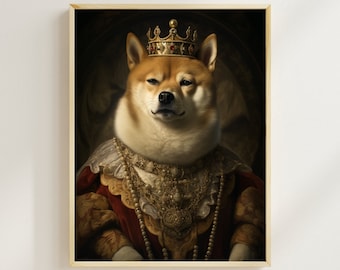 Aristocratic Shiba Inu Portrait Print, Funny Dog Renaissance Art (Digital Download)