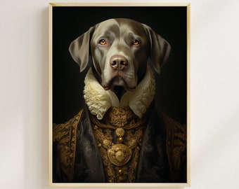 貴族風ラブラドールの肖像画、愉快な王室犬アート（デジタル