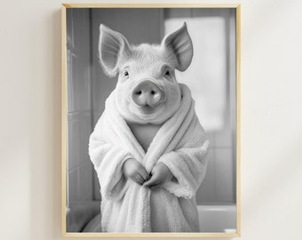 Quadro Su Tela Con Maialino Nella Vasca Da Bagno - Stampa Artistica Moderna Per Parete, Decorazione Rustica Per La Casa