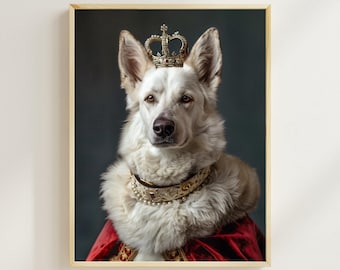 Aristocratic German Shepherd Print, Regal Dog Portrait (Digital Download)