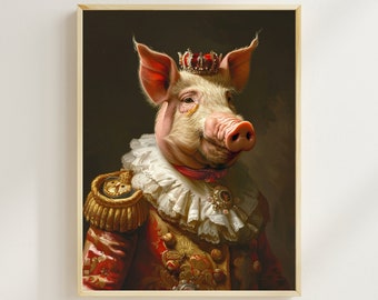 貴族の豚カップルのルネサンス絵画：面白い動物アート（デジタル