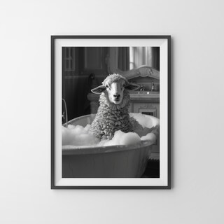 Quadro Su Tela 'Effetto Pecora' Nero/Bianco, Stampa Digitale UV, Incorniciato Su Telaio In Legno, Dimensioni 80x60 Cm, Made In Germany