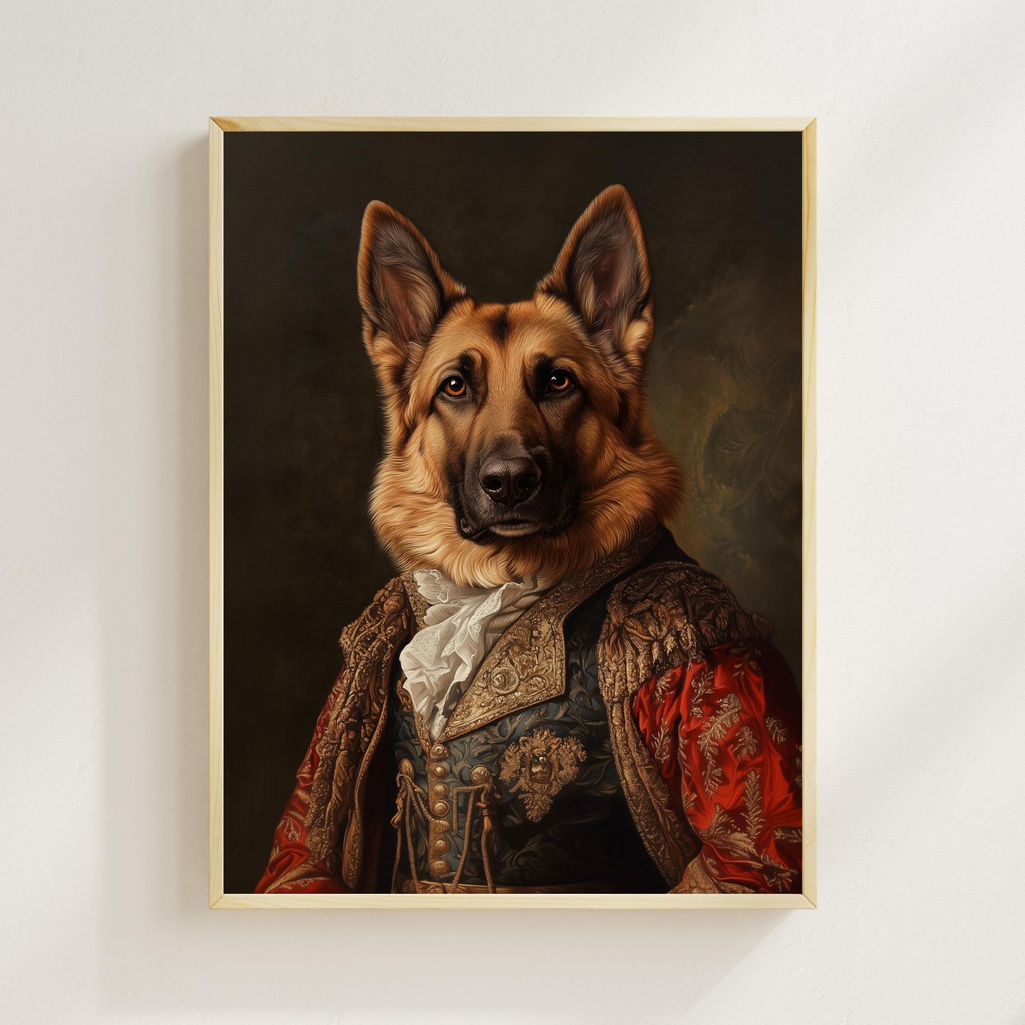 貴族のジャーマンシェパードの版画、ルネッサンス時代の犬の肖像画