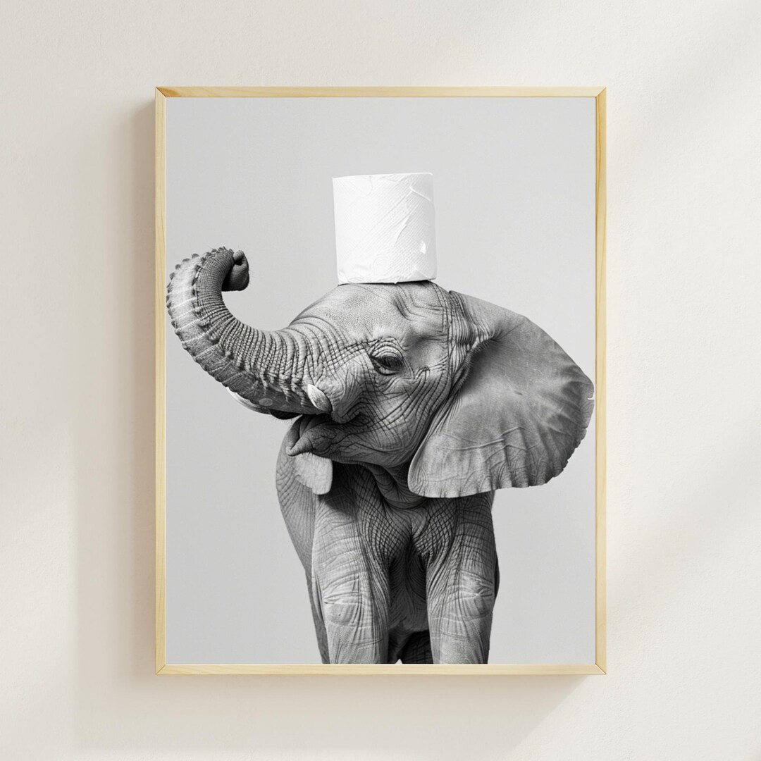 Elephant Toilet Paper Roll Print, Funny Bathroom Art (digital Download ...