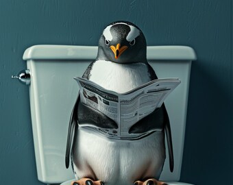 Stampa artistica da parete per bagno Pinguini incorniciati nella vasca da bagno con bolle rosa Immagini di animali divertenti Decorazioni per pareti