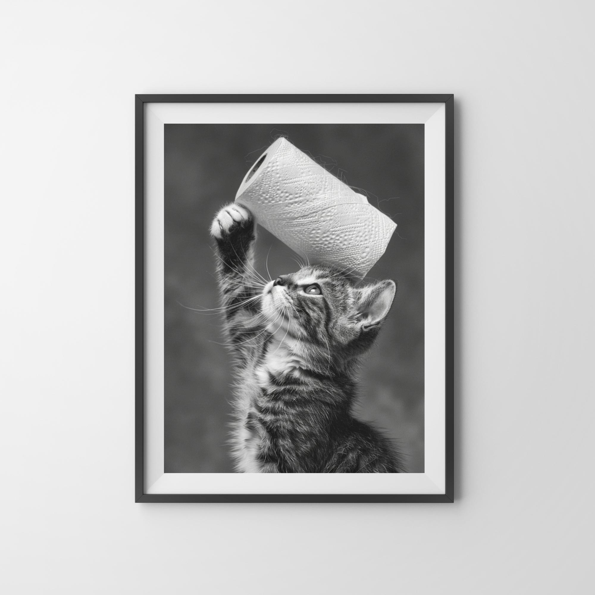 Stampa di un gatto divertente nella vasca da bagno: decorazione da parete per il bagno in stile vintage (download digitale) - Italia
