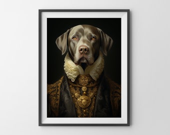 貴族風ラブラドールの肖像画、愉快な王室犬アート（デジタル