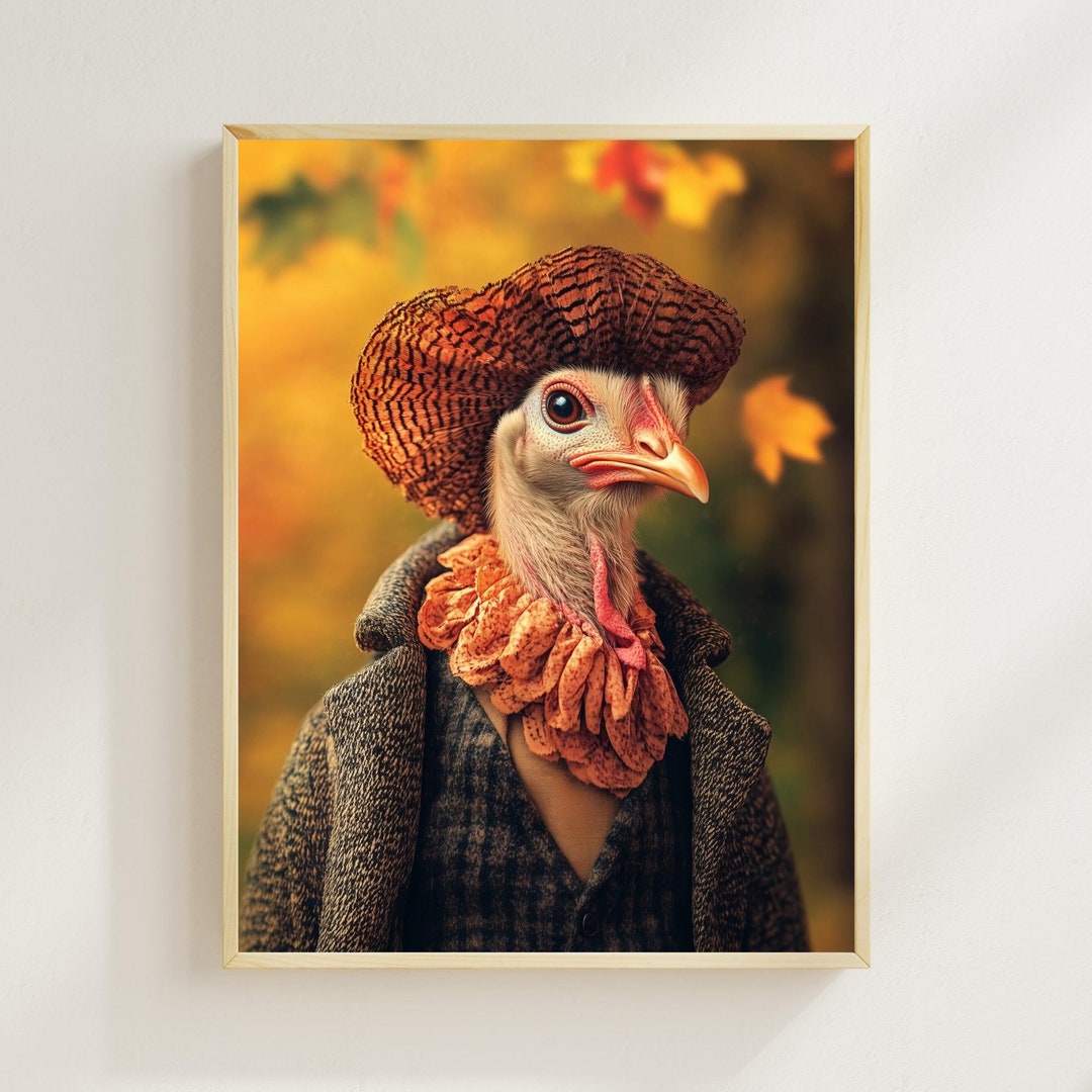Autumn Turkey Art Print, Rustic Thanksgiving Decor (digital Download ...