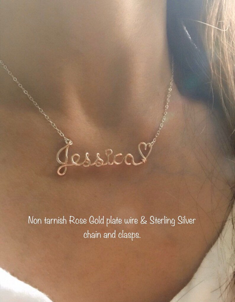 Dainty Custom Wire Name Necklace Wire Name Necklace Etsy