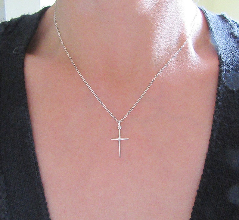 Sterling Silver Cross Necklace Sterling Silver Cross Pendant Etsy