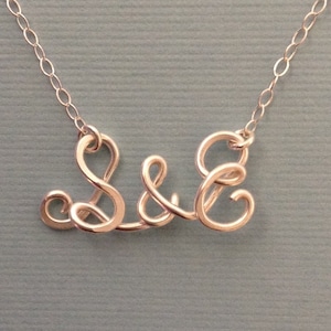 Initial&Initial necklace, personalilzed initial necklace, two lovers necklace, two initials necklace, sterling silver initial necklace