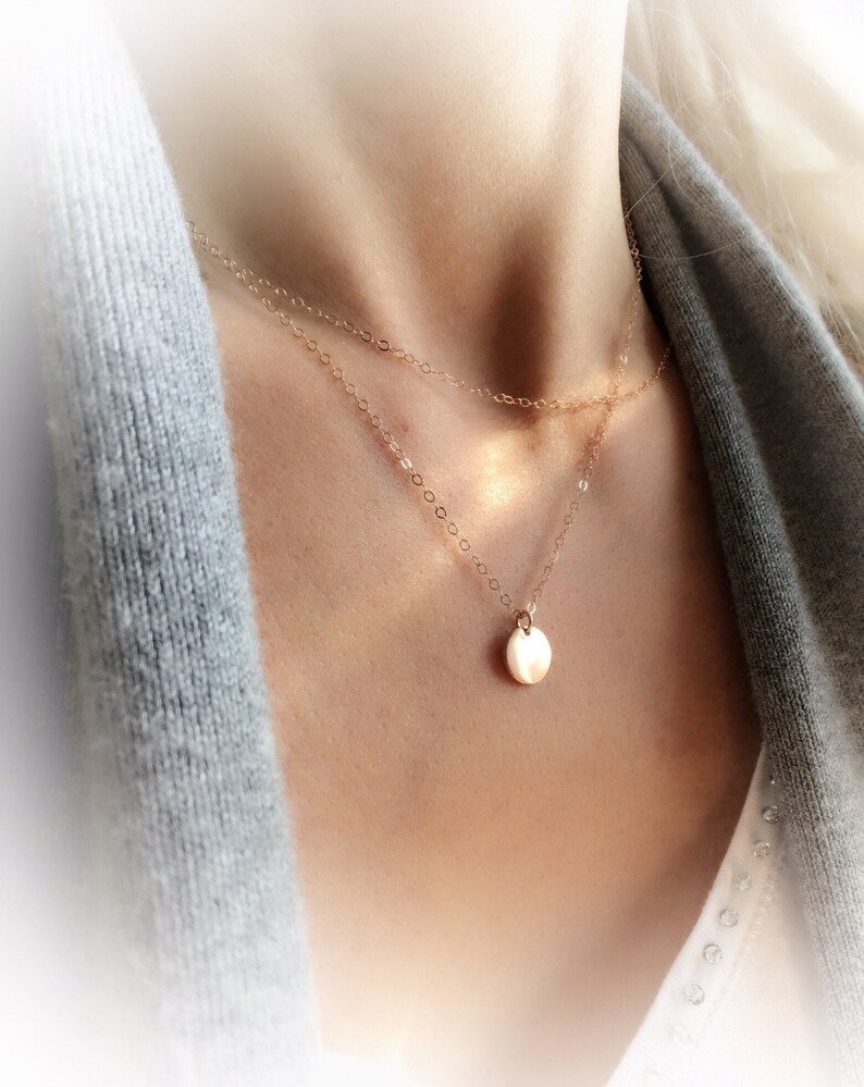 14K Rose Gold Filled Small Disc Double Layered Necklace 8.9mm | Etsy