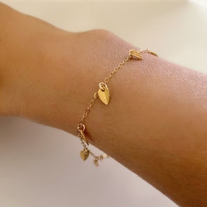 Bracciale con foglie minuscole, Bracciale con foglie d&#39;oro, Bracciale con foglie delicate