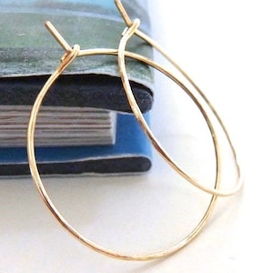 14k gold filled hammered hoop, handcrafted 14k gold filled hoop, 1.5 inch gold hoop, thin gold hoop earrings, medium hoops in 14k gold fill
