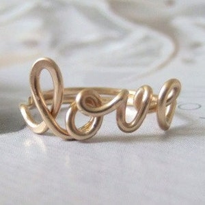 Love ring in 14k gold filled, Script Love Ring in 14K Gold Filled, Wired Love Ring in 14K Gold Filled, 14K Gold Filled Love Ring