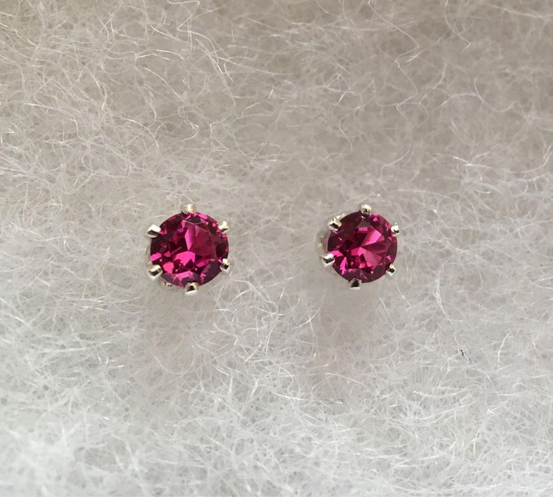 Ruby Stud Earrings in Sterling Silver 4 Mm Ruby - Etsy