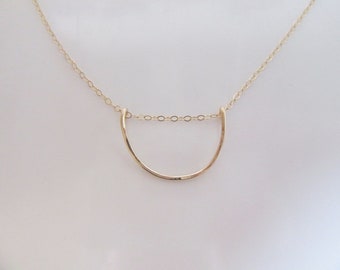 Half moon necklace, 14k gold filled, 14k rose gold filled, Sterling Silver