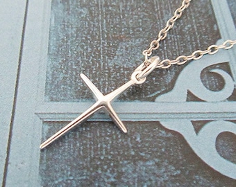 Sterling Silver Cross Necklace, Sterling Silver Cross Pendant Necklace