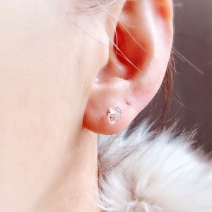 Herkimer diamond stud earrings, herkimer diamond stud in 14k rose gold filled