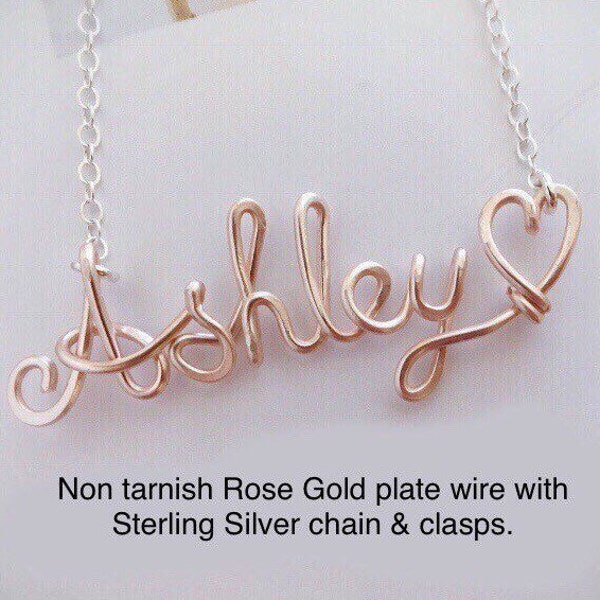 Wire Name Necklace Etsy